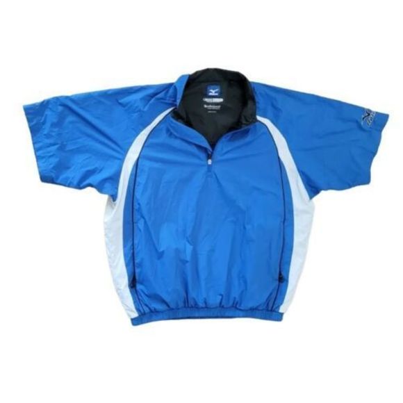 Mizuno Mens Windbreaker Size Medium Windlite Windproof 1/4 Zip Blue - Picture 1 of 3